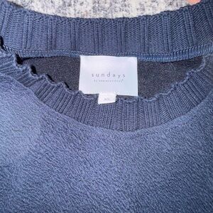 Sundays Navy Textured Knit Top